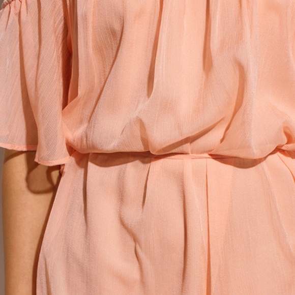Coral Pink Cold Shoulder High Low Party Sun Dress - Picture 7 of 7